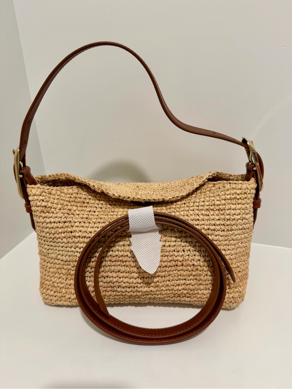 NEW J. Crew Berkeley small hand knotted shoulder bag in natural raffia CR882 - Picture 14 of 16
